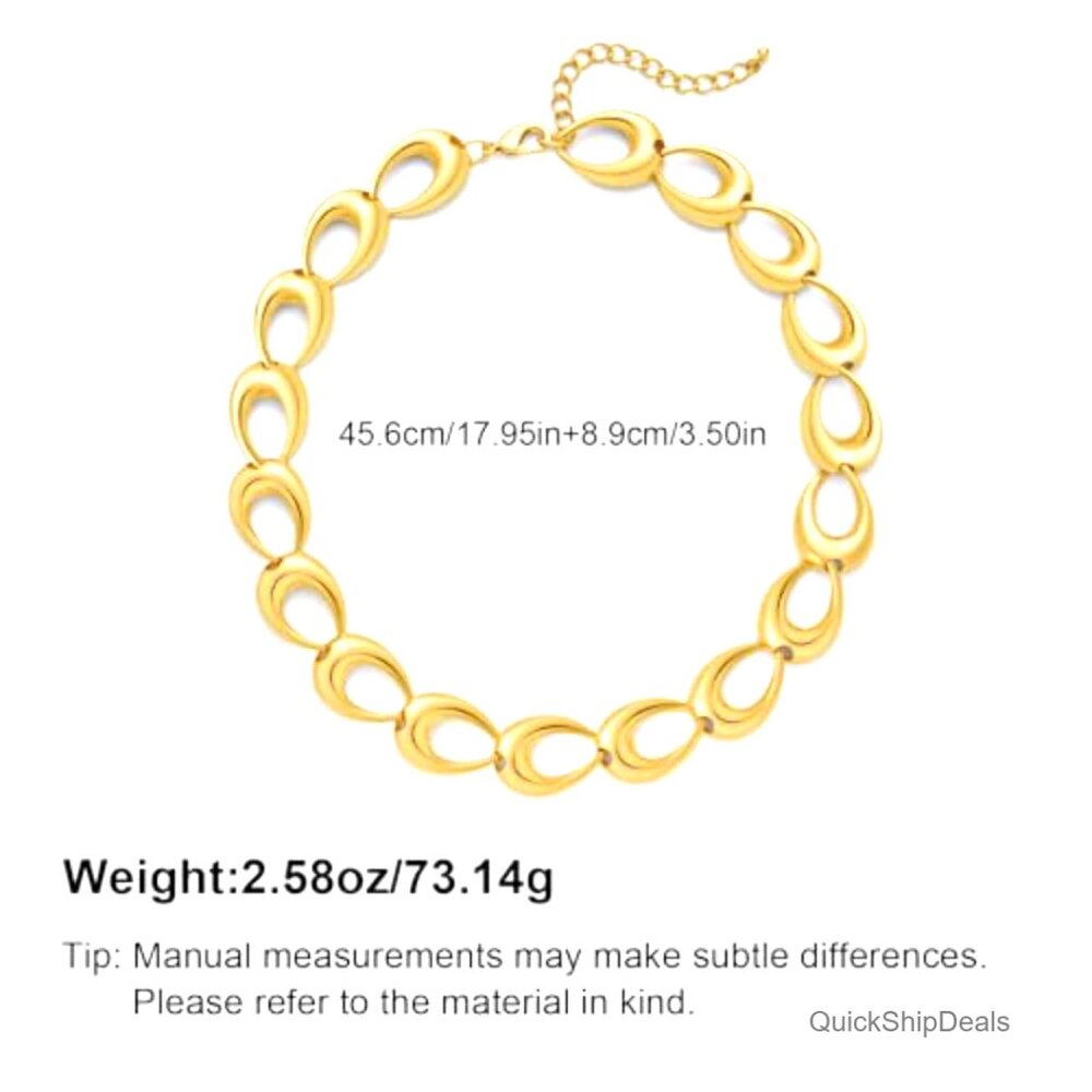 Gold Plated Statement Necklace Adjustable Chain C… - image 5